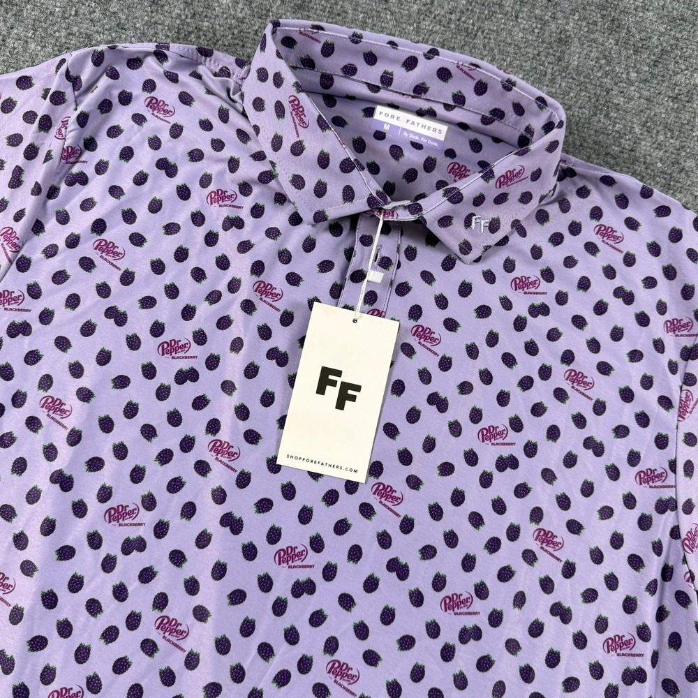 Fore Fathers Polo Shirt Mens Medium Purple Dr Pepper Blackberry Golf Performance